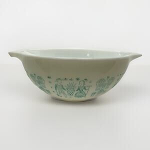 Rooster Pyrex 2 1/2 QT Cinderella Mixing Bowl 443 Turquoise On White Butterprint